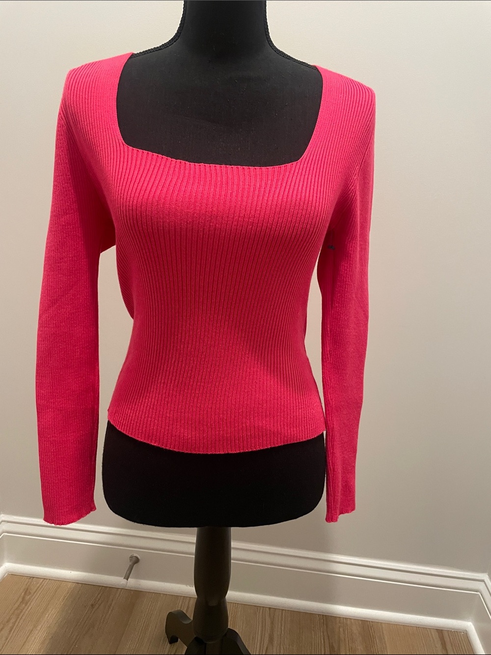 Jon & Anna Hot Pink Ribbed Scoop Neck Sweater
